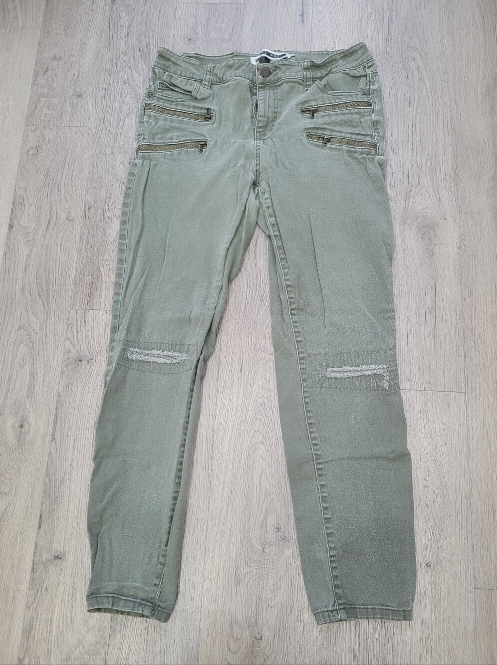 Y2K Noisy May Green Zippers pockets Jeans Size: 28